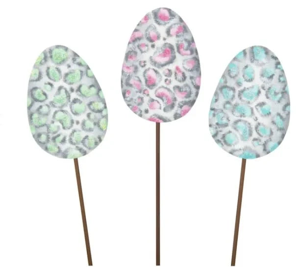 Round Top Collection - Pastel Leopard Eggs S/3