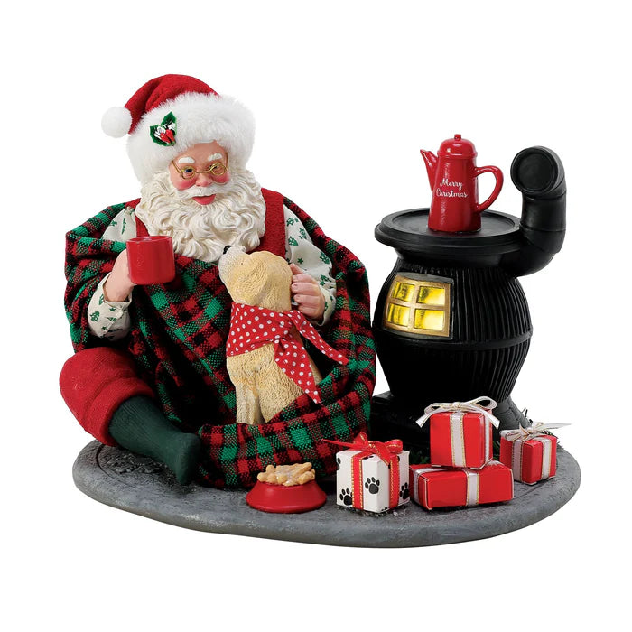 Enesco - Possible Dreams by Enesco - Santa and His Pets, Santa Taking the Chill Off