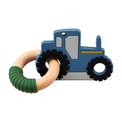 Mud Pie Tractor Silicone Teether Blue Or Green