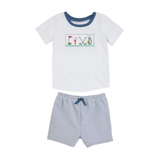 golf smocked short set