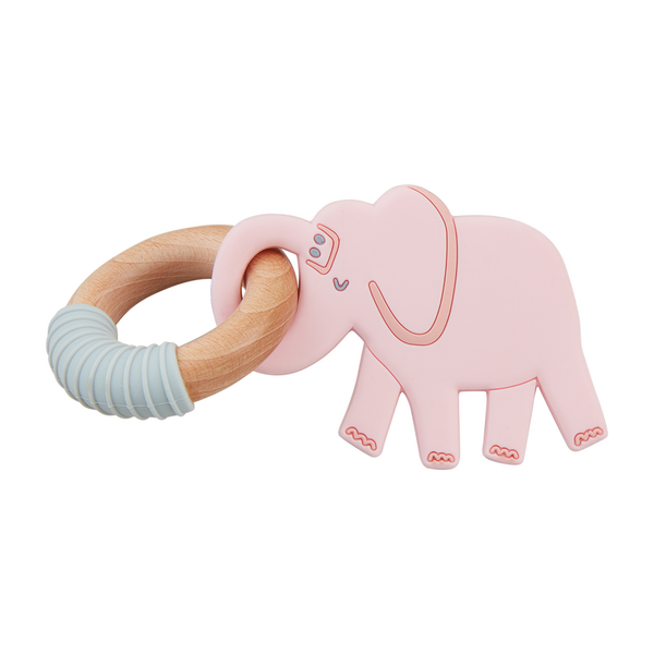 Mud Pie Elephant Teether Pink or Grey