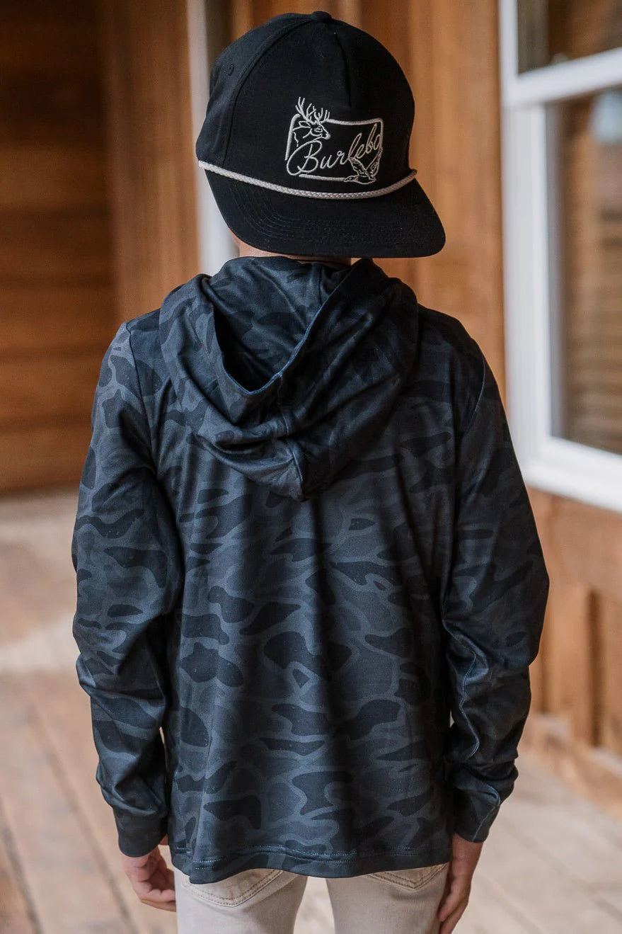 Youth Performance Hoodie - Black Camo